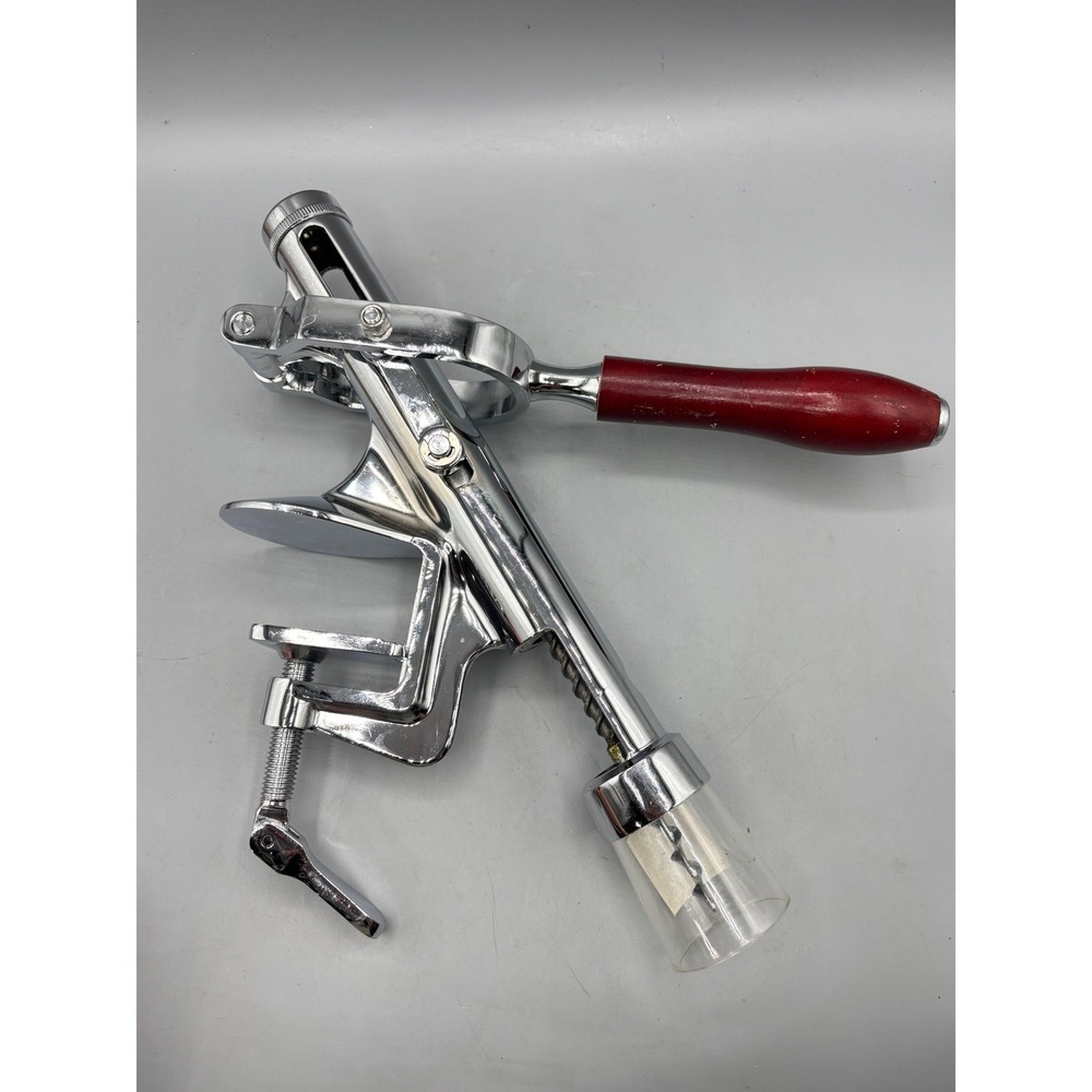 True Ease Countertop Wine Bottle Opener Heavy Duty Wood Handle Clamp On Bar Tool